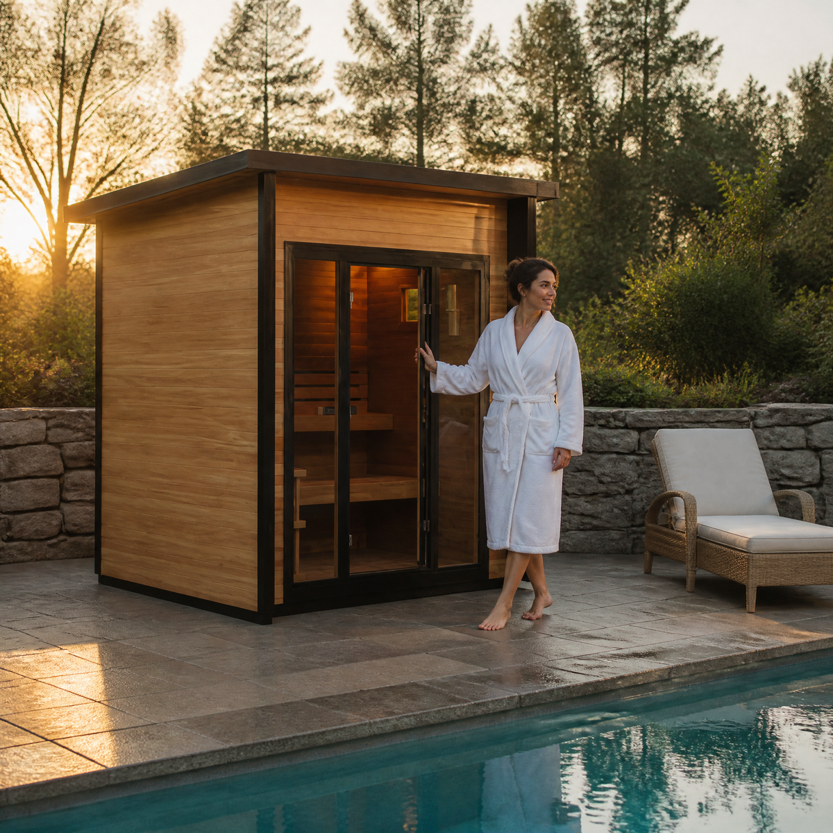 Sunray Cayman Outdoor-Sauna (4 Personen, Doppelbank) – Bild 3